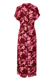 Product shot of the Wild Garden Maxi Dress in colour Plumfleur (Pink), from the back