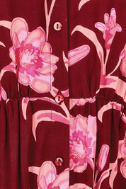 Product shot of the Wild Garden Maxi Dress in colour Plumfleur (Pink), detail