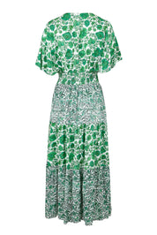Product shot of the Tiers Of Joy Maxi Dress in colour Greenfleur (Green), from the back