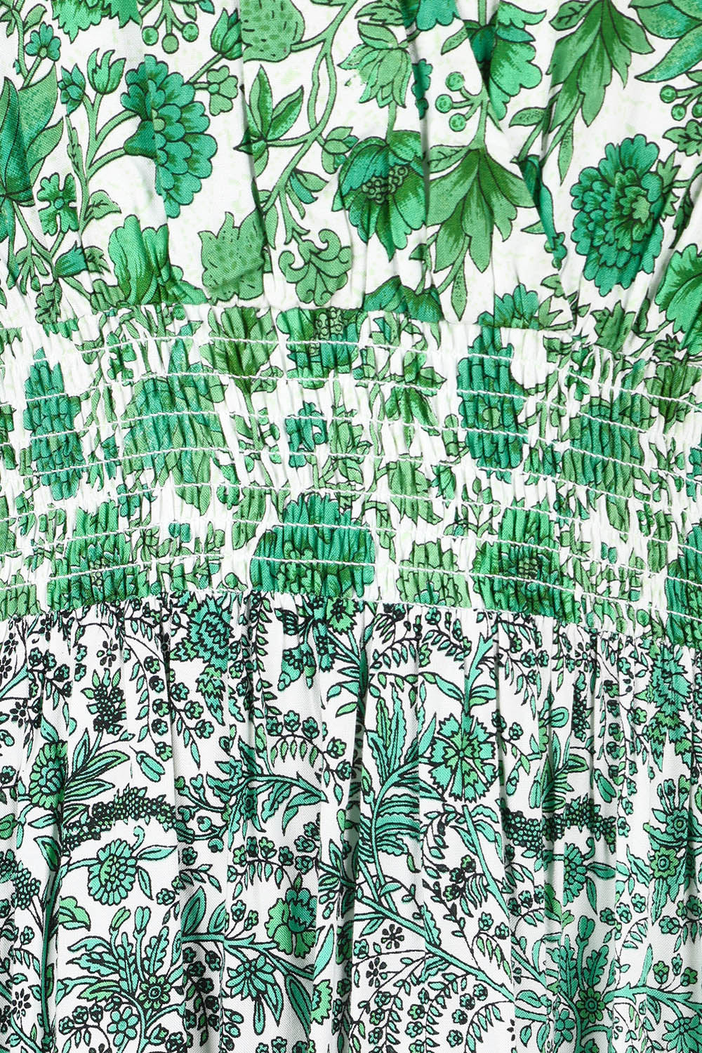 Product shot of the Tiers Of Joy Maxi Dress in colour Greenfleur (Green), detail