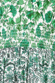Product shot of the Tiers Of Joy Maxi Dress in colour Greenfleur (Green), detail