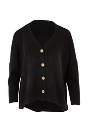 Product shot of the My Boyfriends Slouch Cardi in colour Black (Black), from the front