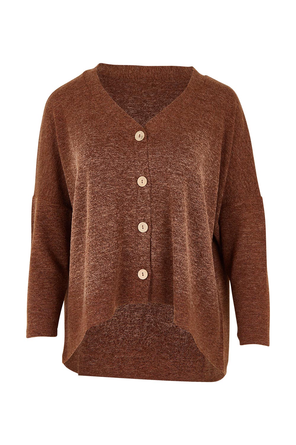 Product shot of the My Boyfriends Slouch Cardi in colour Chocolate, from the front