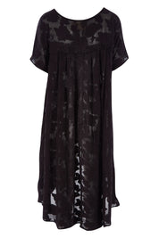 Product shot of the Walking On Clouds Jacquard Top in colour Black (Black), from the back