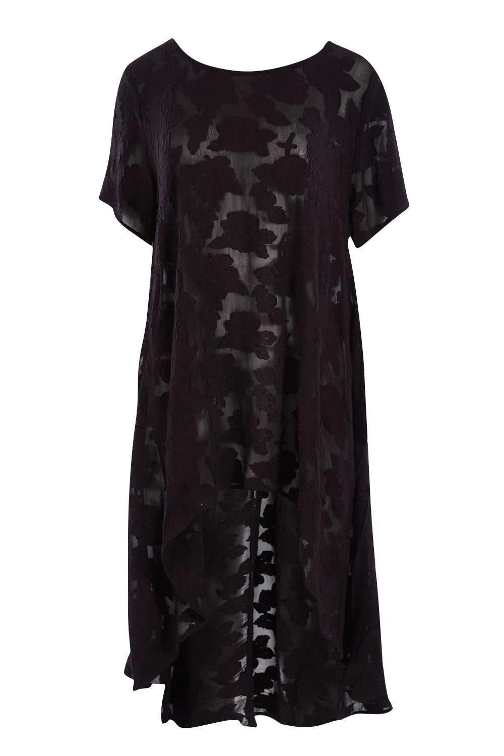 Product shot of the Walking On Clouds Jacquard Top in colour Black (Black), from the front