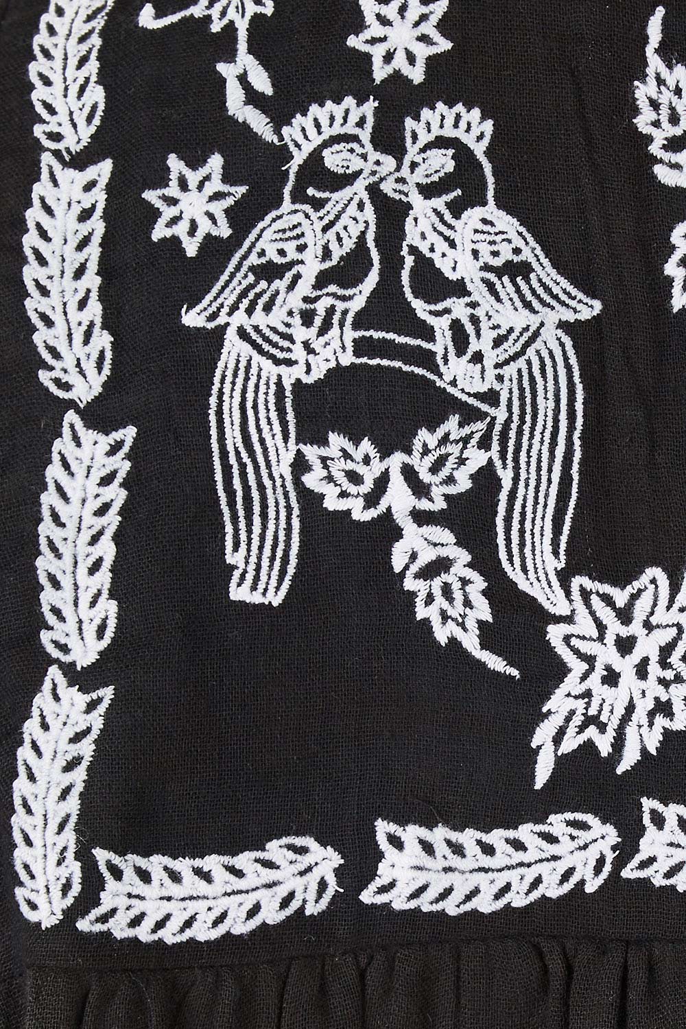 Product shot of the Secret Garden Cotton Blouse in colour Black (Black), detail