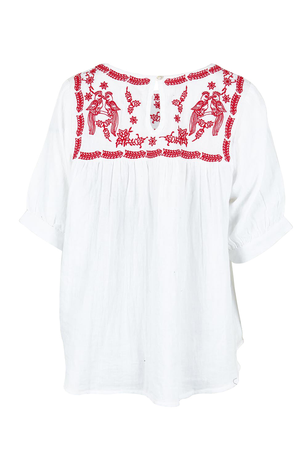 Product shot of the Secret Garden Cotton Blouse in colour White (White), from the back