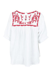Product shot of the Secret Garden Cotton Blouse in colour White (White), from the back