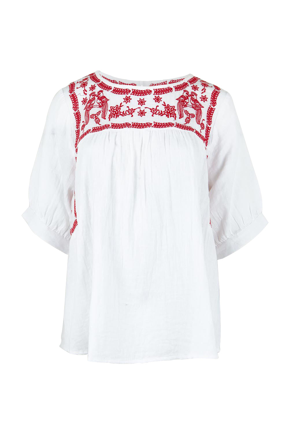 Product shot of the Secret Garden Cotton Blouse in colour White (White), from the front