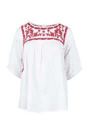Product shot of the Secret Garden Cotton Blouse in colour White (White), from the front