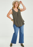 The Wanderer In Me V Neck Travel Singlet - Khaki