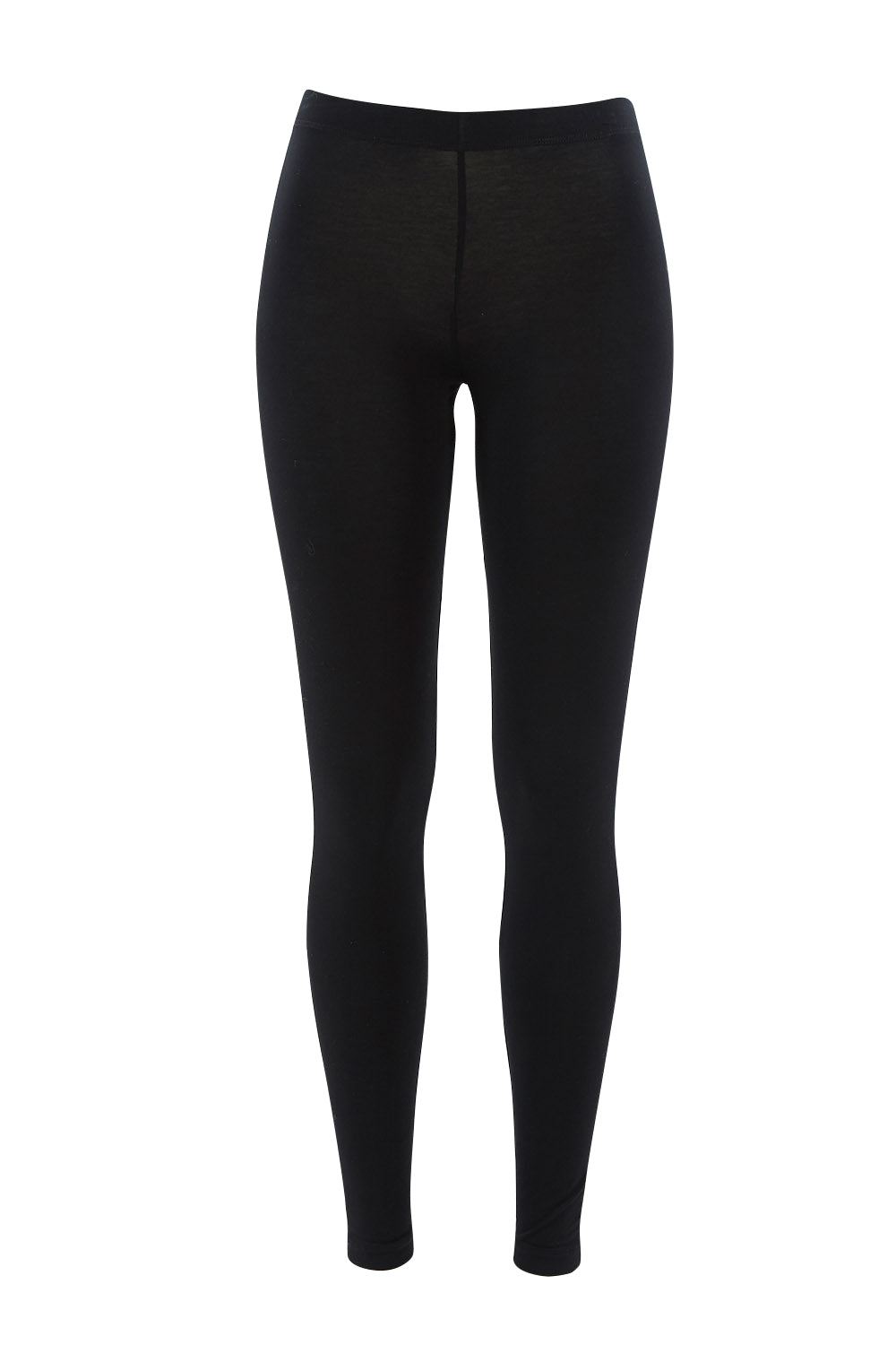 Product shot of the Softly Swinging Bamboo Leggings in colour Black (Black), from the front