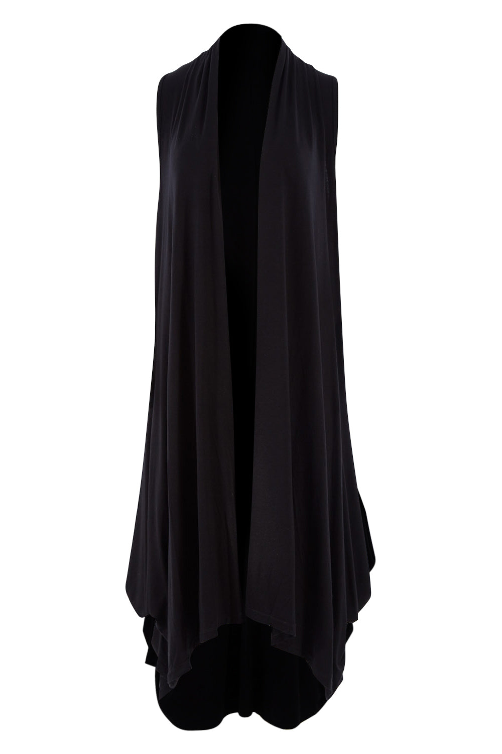 Product shot of the Softly Swinging Bamboo Vest in colour Black (Black), from the front