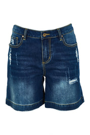 Product shot of the Youre Always There For Me Boyfriend Shorts in colour Darkdenim (Blue), from the front