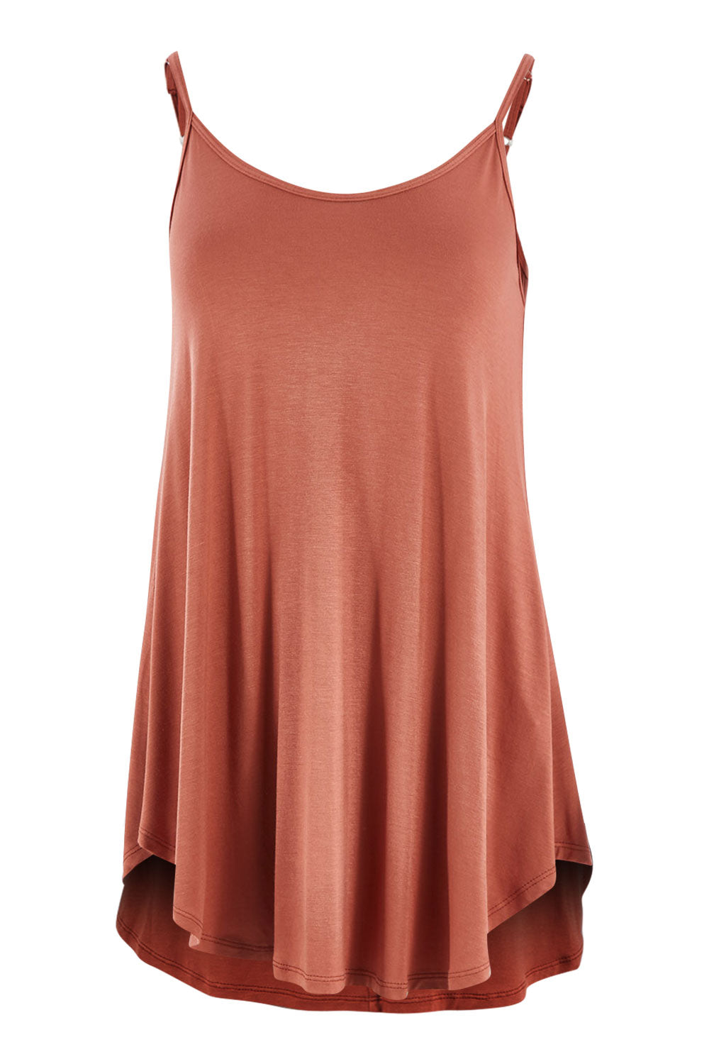 Product shot of the Softly Swinging Bamboo Scoop Singlet in colour Copper, from the front