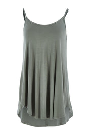 Product shot of the Softly Swinging Bamboo Scoop Singlet in colour Fern (Green), from the front