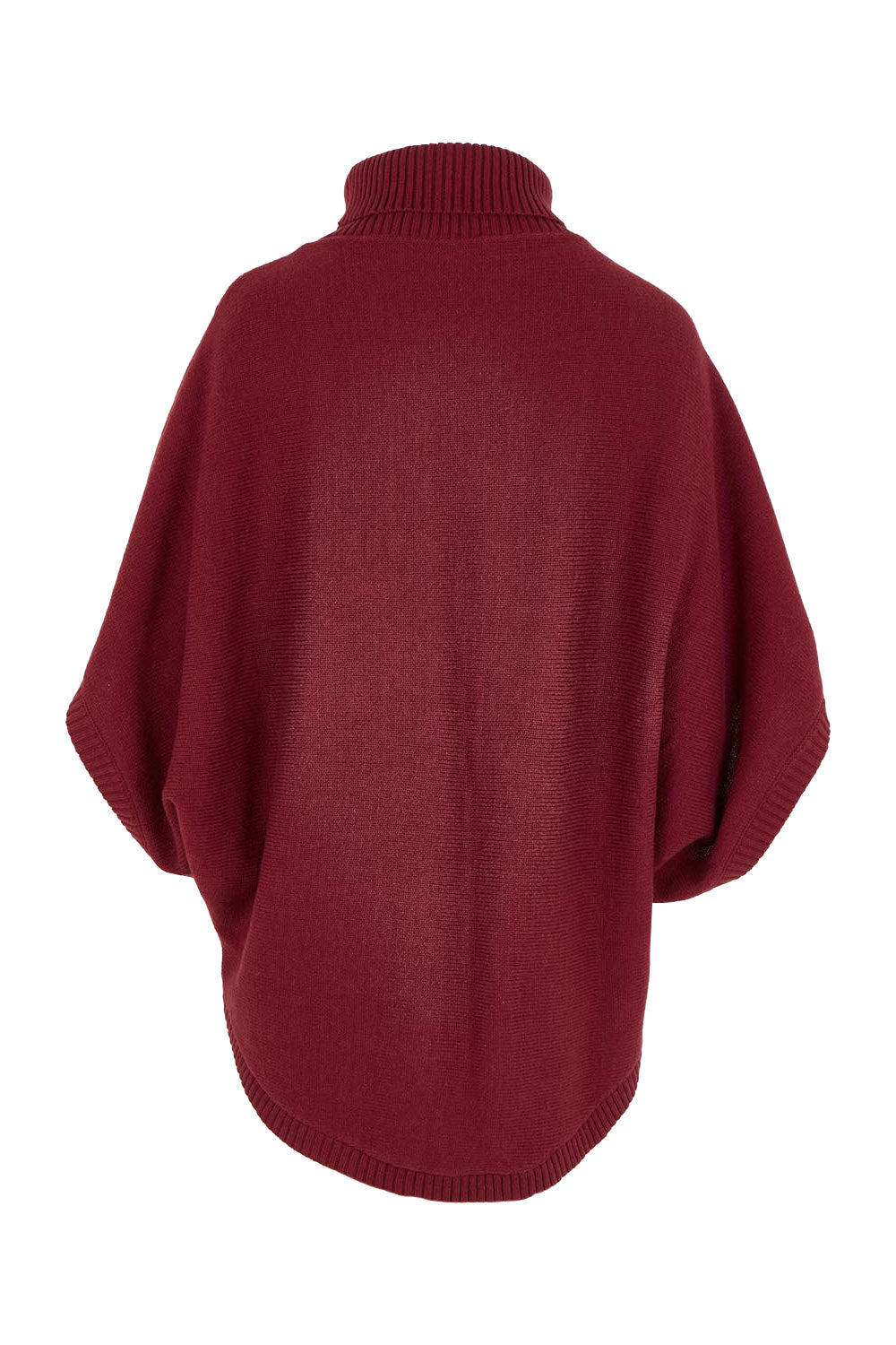 Product shot of the Knit Pick Throw Sweater in colour Wine (Purple), from the back