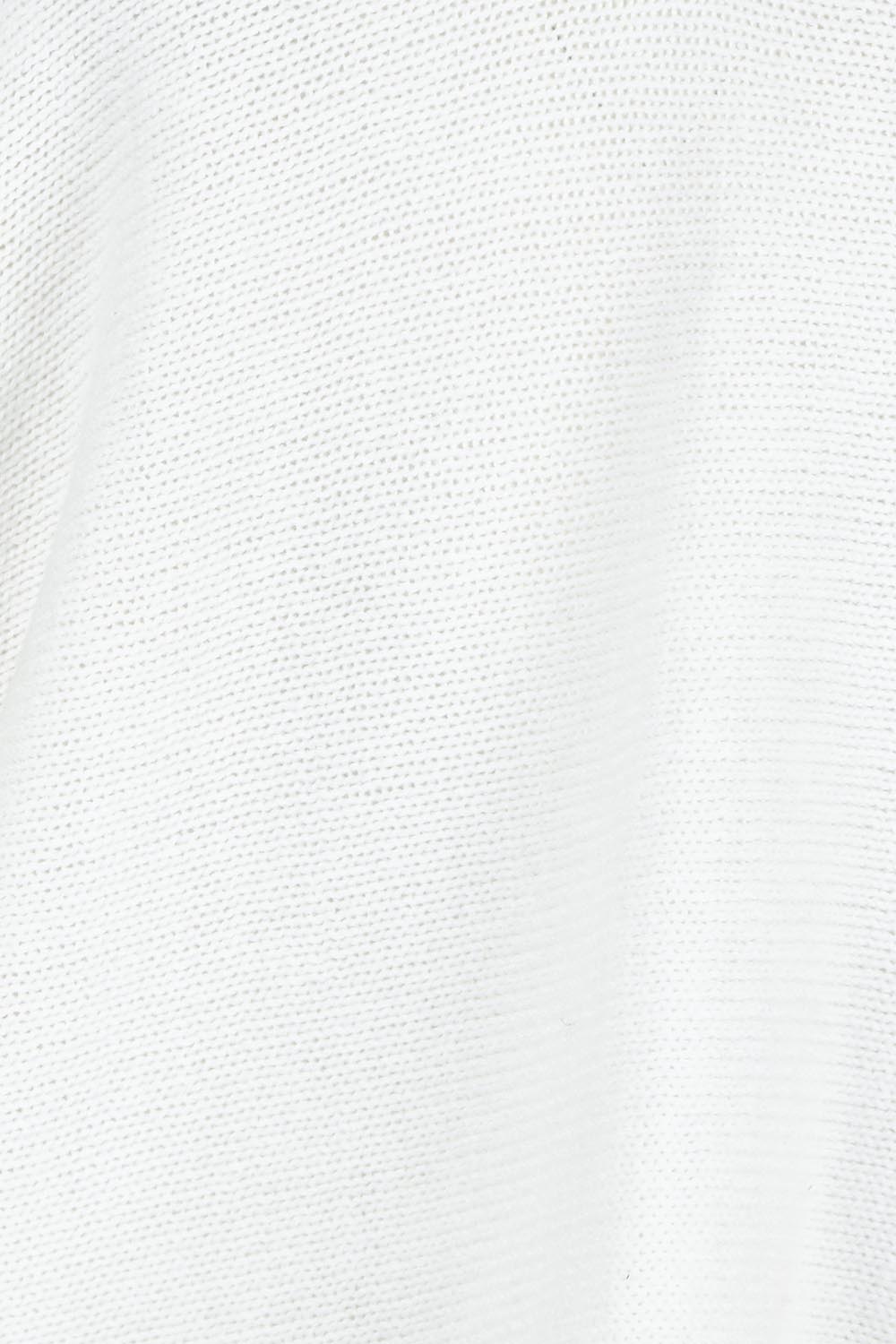 Product shot of the Knit Pick Throw V Neck Sweater in colour Milk (White), detail