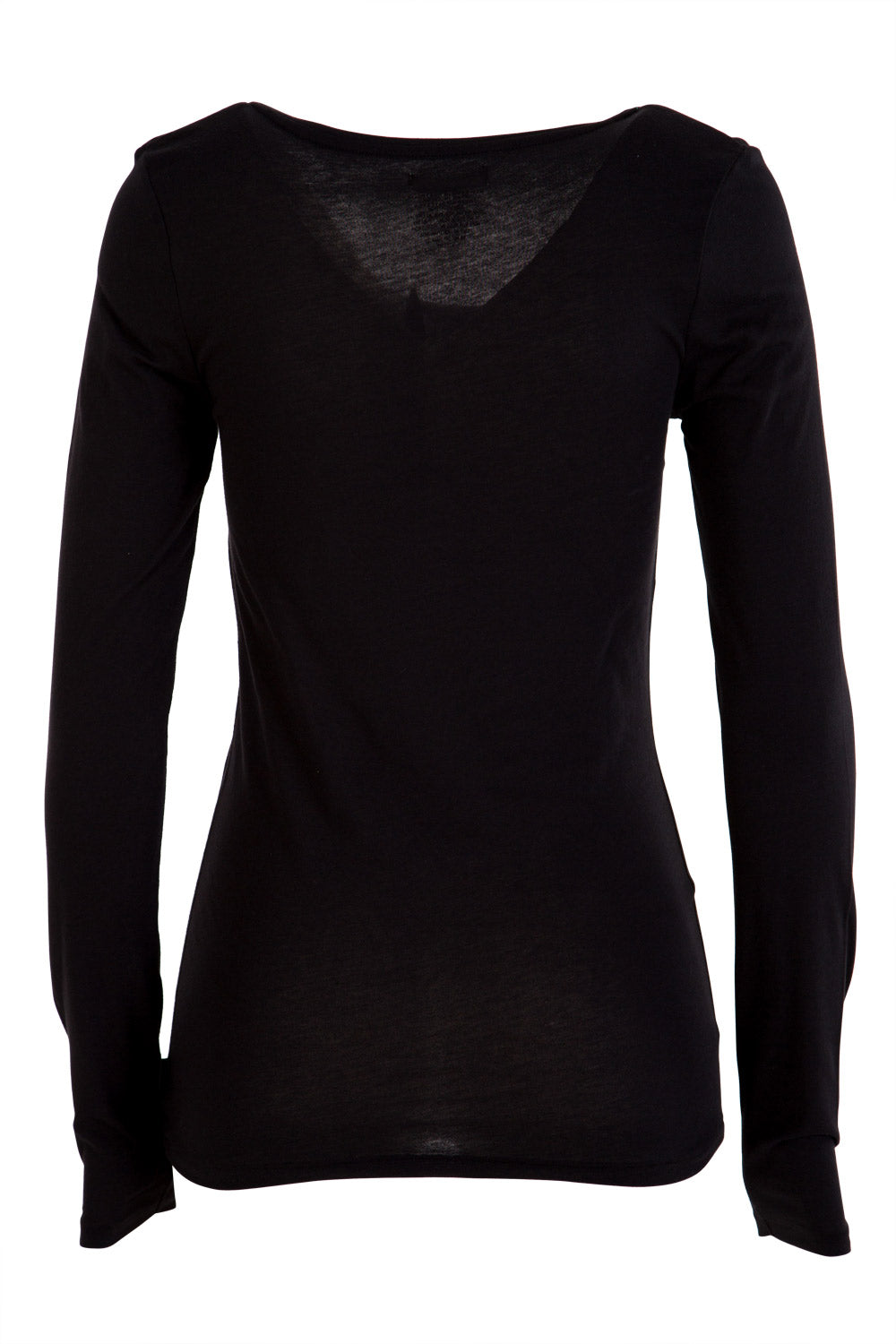Product shot of the Long Sleeve Tee in colour Black (Black), from the back