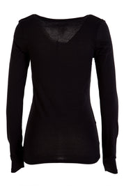 Product shot of the Long Sleeve Tee in colour Black (Black), from the back