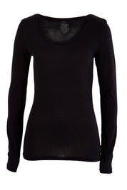 Product shot of the Long Sleeve Tee in colour Black (Black), from the front
