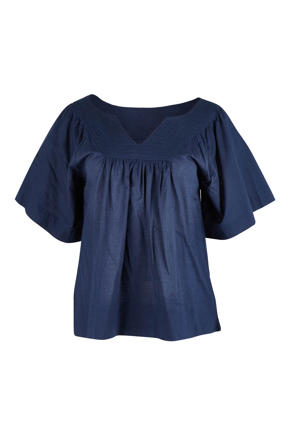 Product shot of the Freya Top in colour Navy (Blue), from the front