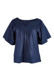 Product shot of the Freya Top in colour Navy (Blue), from the front