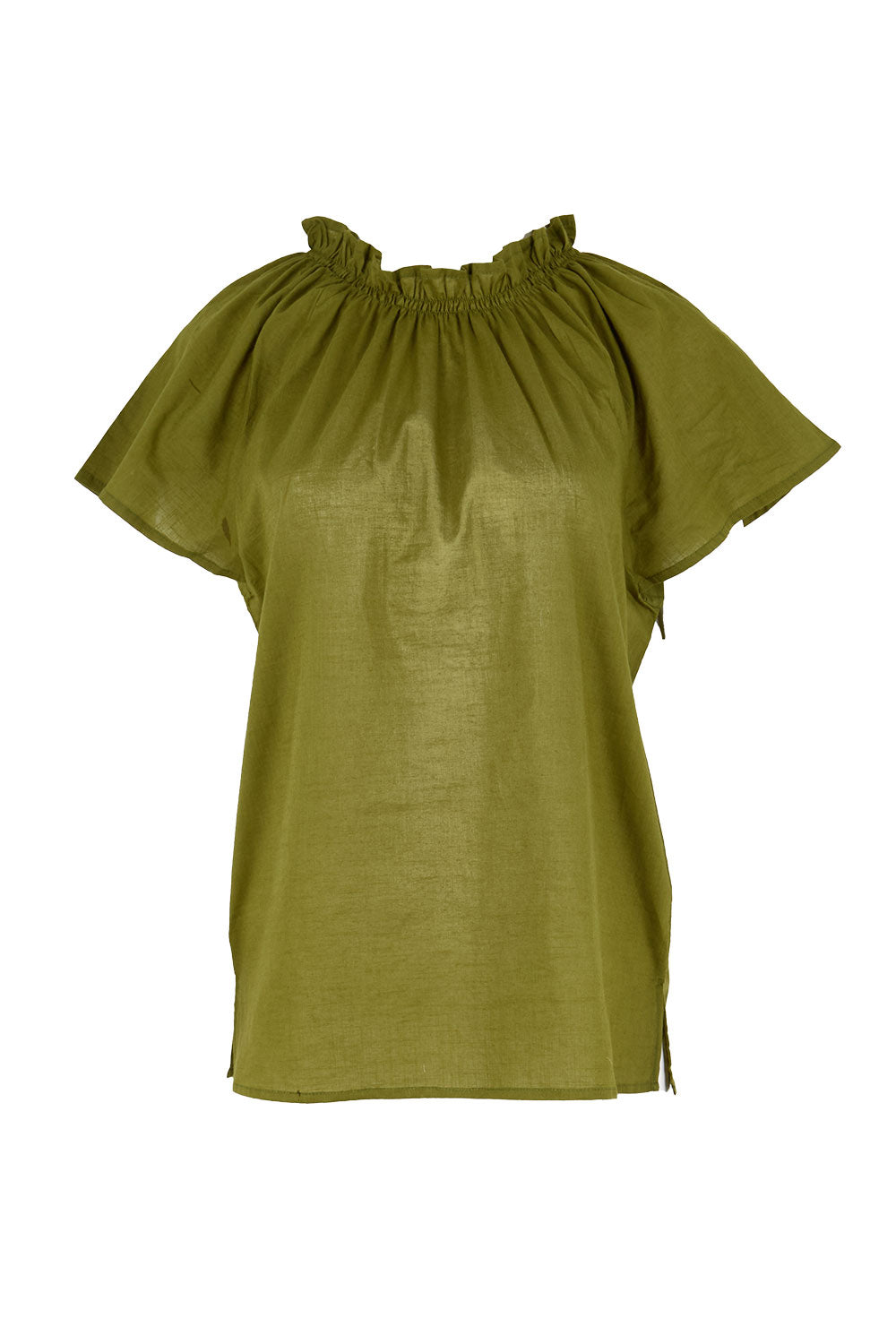 Product shot of the Lilo Cotton Top – Khaki in colour Khaki, from the front
