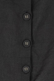 Product shot of the Rose Linen Top in colour Black (Black), detail