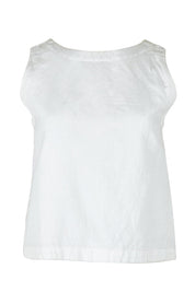 Product shot of the Rose Linen Top in colour White (White), from the front