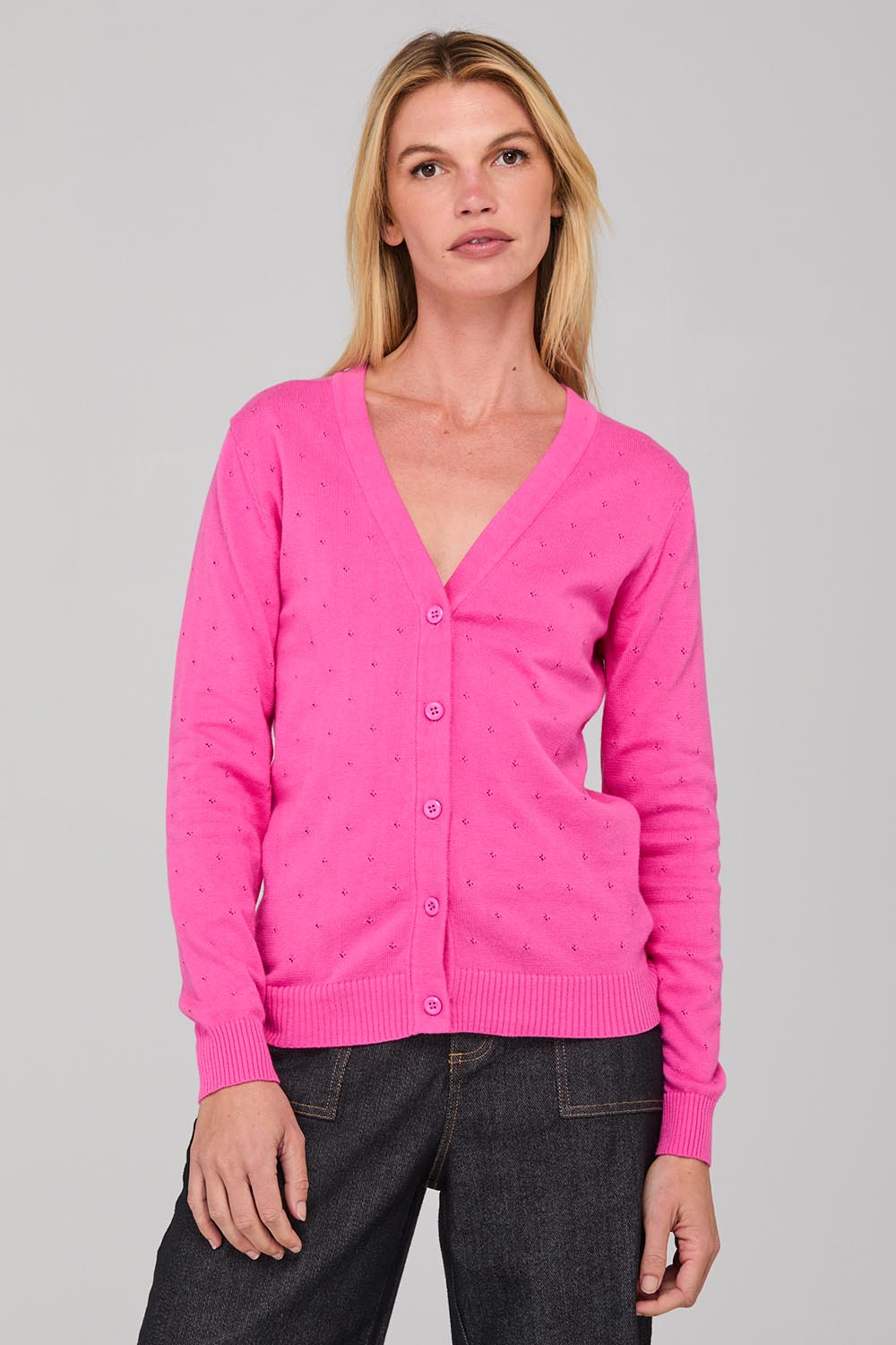 Lora Cotton Cardigan - Deeppink