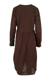 Product shot of the Guru Cotton Dress in colour Coffee, from the back