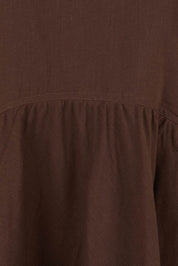 Product shot of the Guru Cotton Dress in colour Coffee, detail
