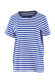 Product shot of the Pacifica Tee in colour Reefstripe (Blue), from the front