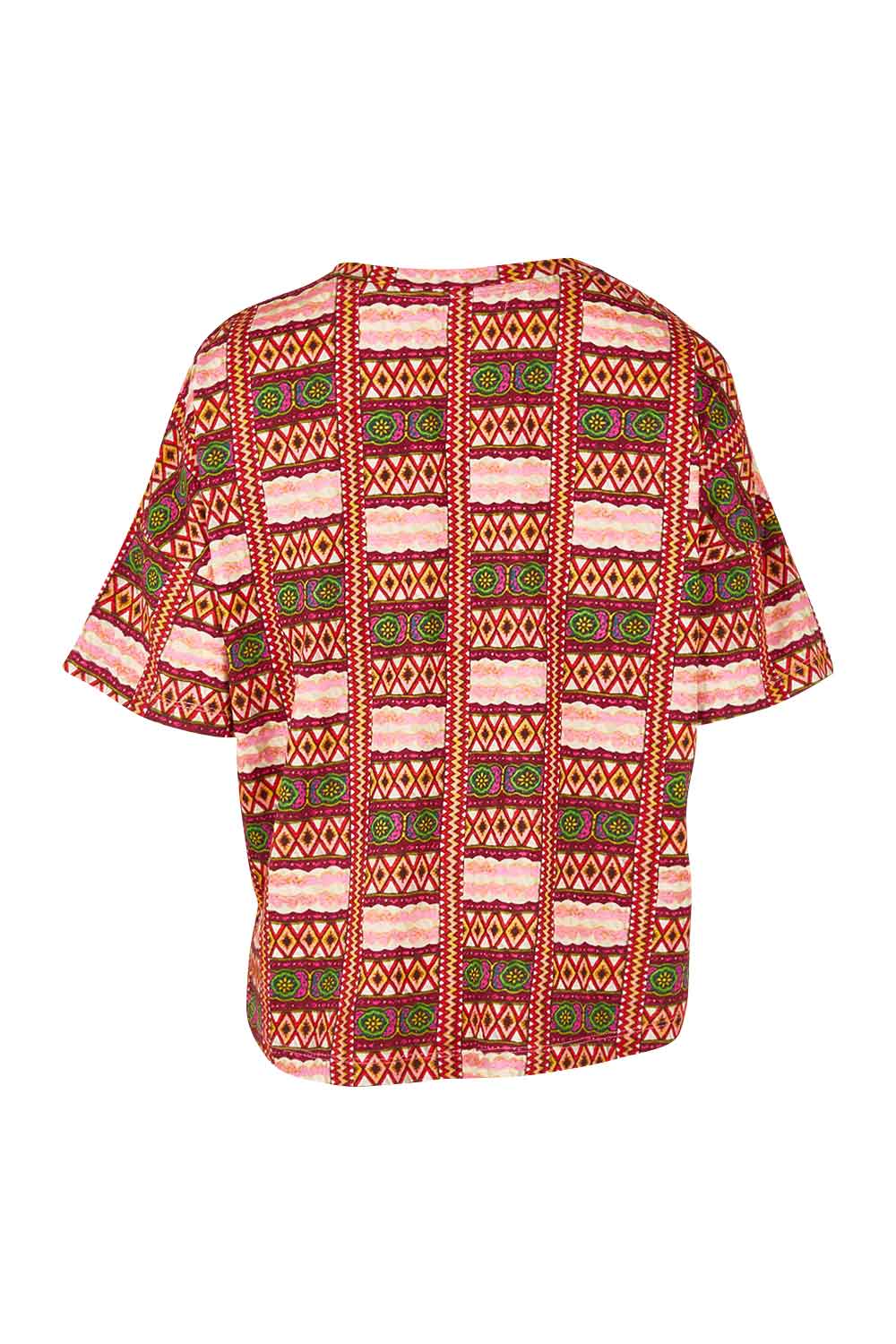 Product shot of the Holi Tee in colour Holi (Pink), from the back