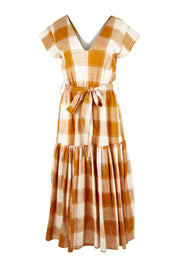 Product shot of the Indy Dress in colour Gingerchec, from the front