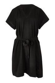 Product shot of the Livy Cotton Dress in colour Black (Black), from the front