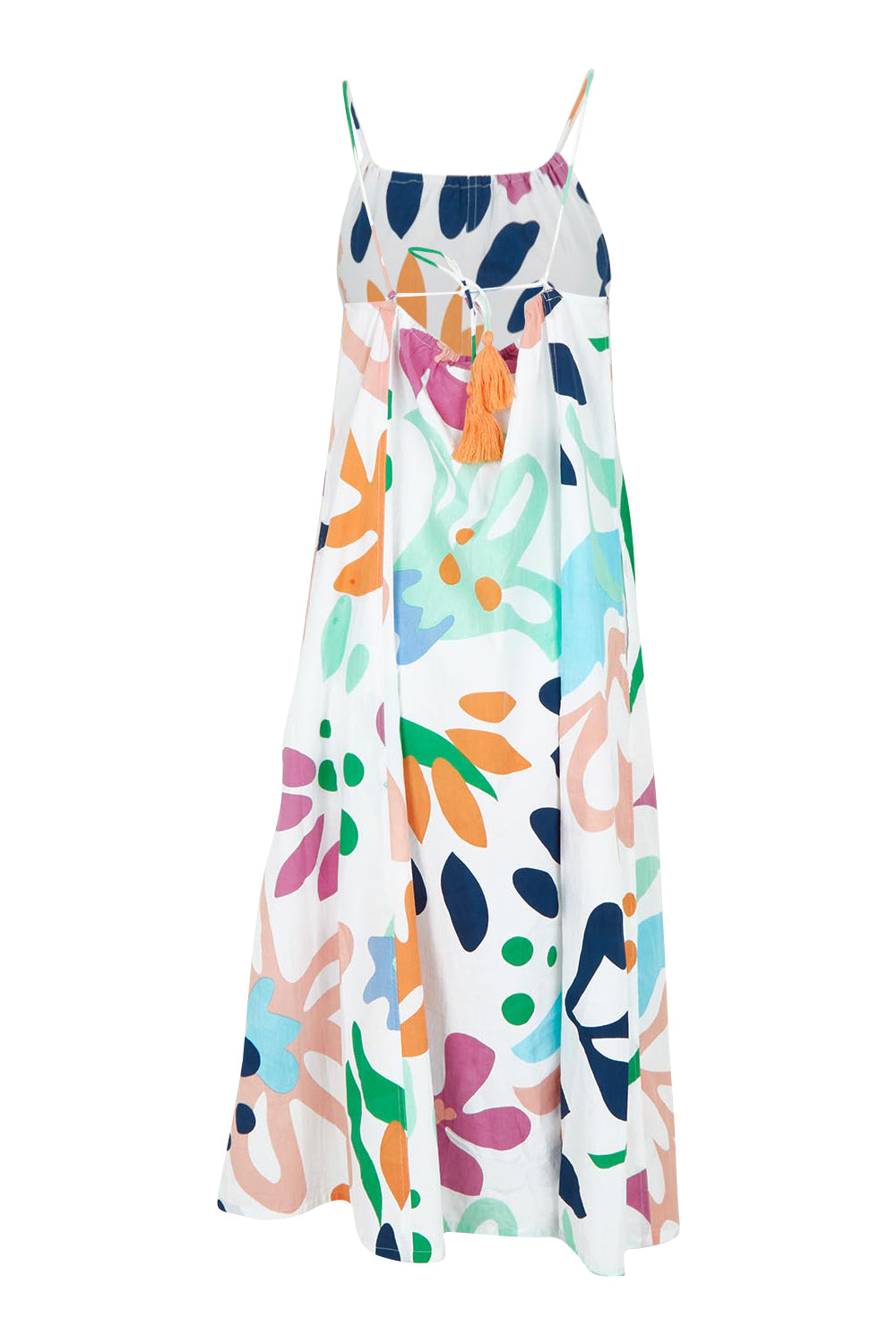 Product shot of the Aria Cotton Dress in colour Sorrento, from the back