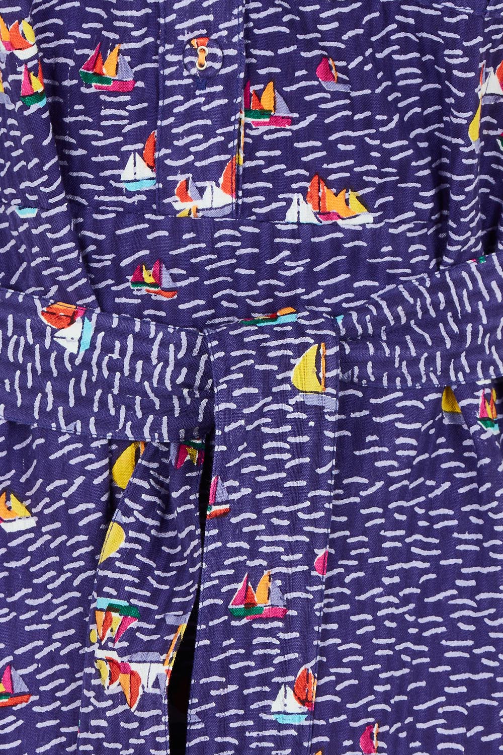 Product shot of the Amalfi Cotton Dress in colour Amalfi (Blue), detail