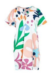 Product shot of the Etta Cotton Dress in colour Sorrento, from the front