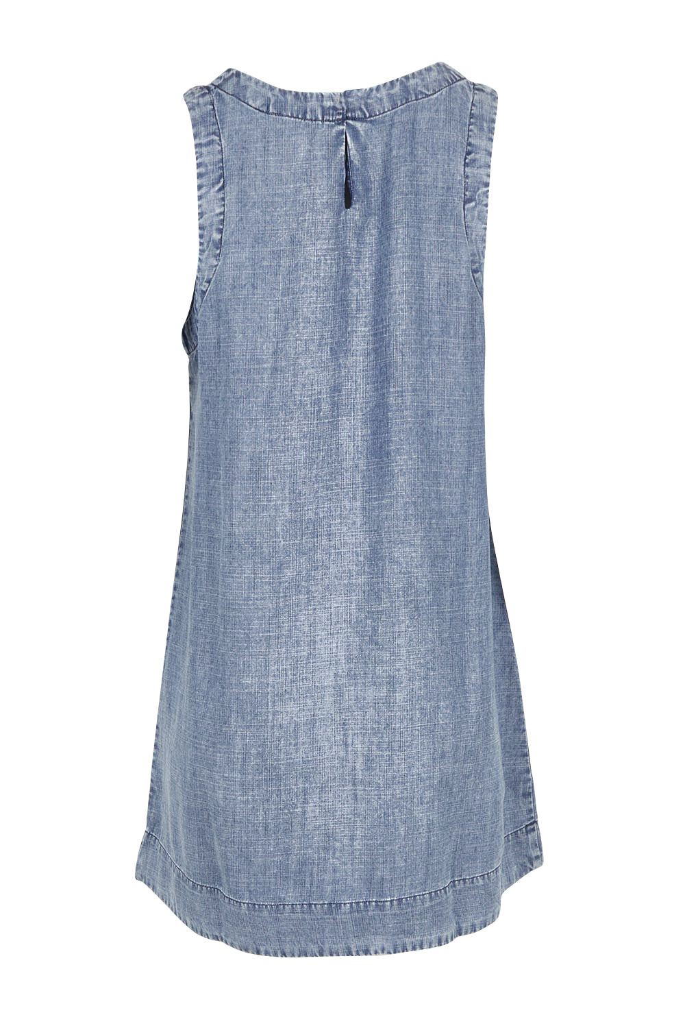 Product shot of the Mina Lyocell Dress in colour Comoda (Blue), from the back