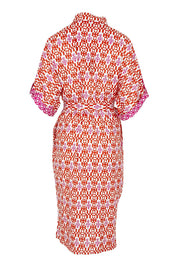Product shot of the Maui Cotton Shirt Dress in colour Naples (Pink), from the back