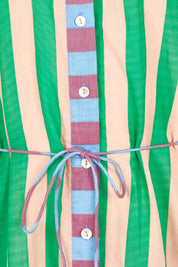 Product shot of the Maui Cotton Shirt Dress in colour Capri (Green), detail
