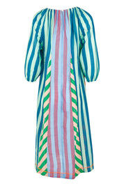Product shot of the Lucia Cotton Dress in colour Capris, from the back
