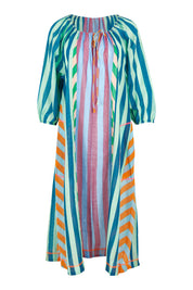 Product shot of the Lucia Cotton Dress in colour Capris, from the front