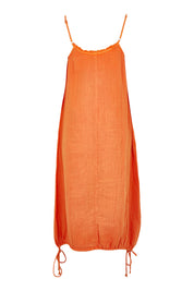 Product shot of the Arena Cotton Dress in colour Tangerine, from the front