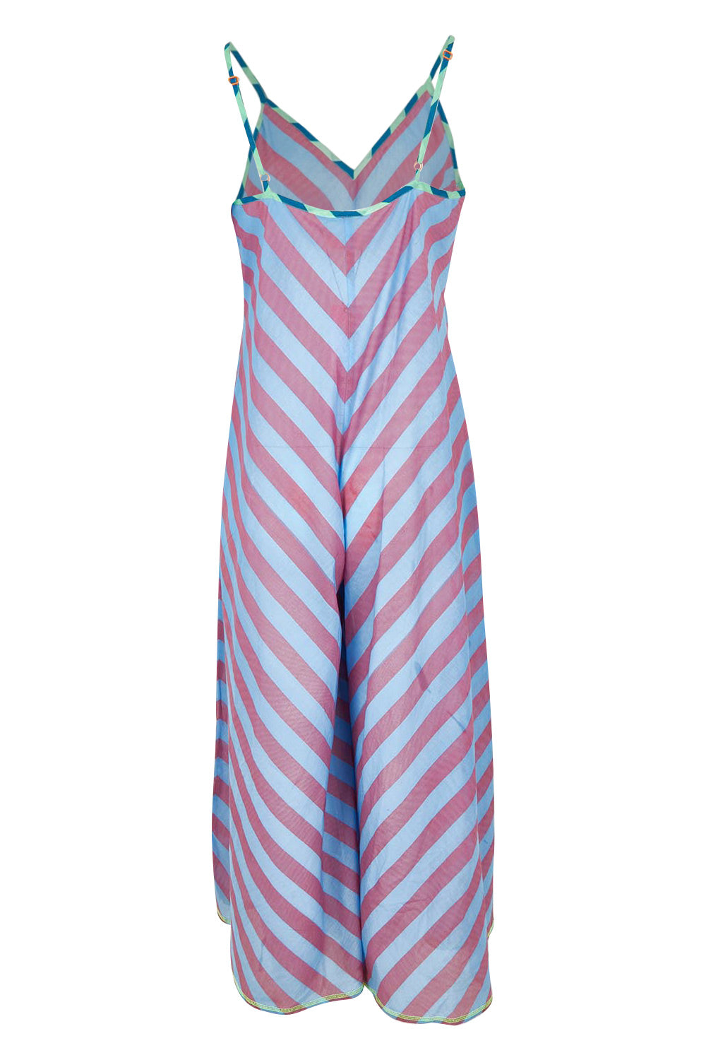 Product shot of the Shimmi Cotton Jumpsuit in colour Capriblue (Blue), from the back