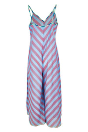 Product shot of the Shimmi Cotton Jumpsuit in colour Capriblue (Blue), from the back