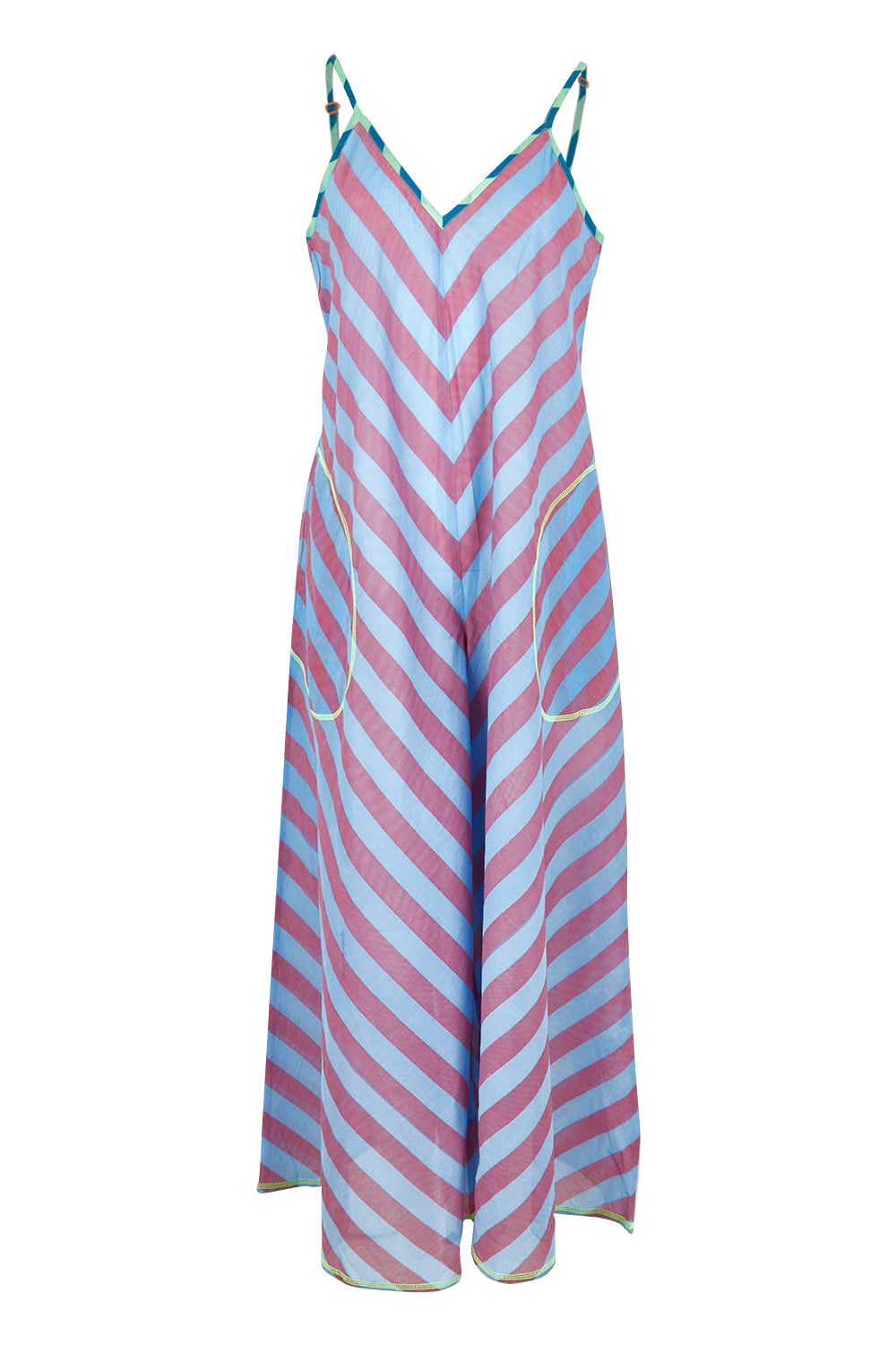 Product shot of the Shimmi Cotton Jumpsuit in colour Capriblue (Blue), from the front