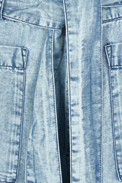 Product shot of the Ray Lyocell Pant in colour Comoda (Blue), detail